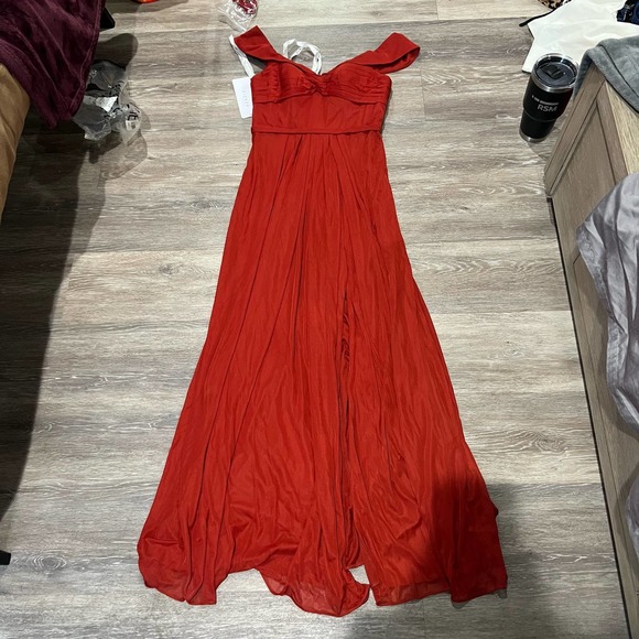 AZAZIE ALMENDRA A-Line Sweetheart Neckline Mesh Floor-Length Dress Rust - Picture 4 of 12